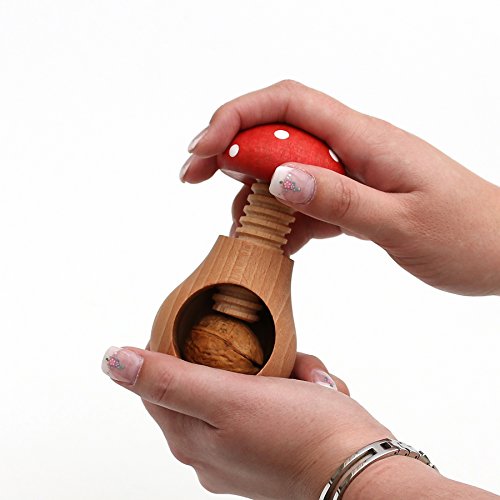 Hochwertiger handgedrechselter Holz Nussknacker als Fliegenpilz, hochwertige Handarbeit, ca. 10 cm - 6