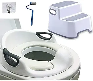 BANG4BUCK Kids and Babies Premium Potty Training seat Arm Rest (Potty seat White Premium with stool)