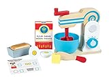 Enthält Mixer, Schüssel, schneidbares Ei und Butter aus Holz, Kastenkuchen, Kuchenform, Fantasie-Kuchenmixschachtel, Holzmesser, Rezeptkarte