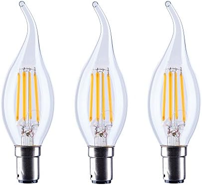 ASELIGHT C35 4W Vintage Led Candle Light Bulb,Dimmable 2700K 4W 400 Lumens B15 C35, Equivalent of 40W 220V Tungsten Candle Antique Lamp,LED Bulb C35A-B15-4W Pack of 3