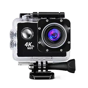 Squaircle 4K Action Camera 12MP Underwater Waterproof Camera 170 Wide Angle WiFi Sports Cam with Remote and Mounting Accessories Kit Diving Riding EIS Electronic Image Stabilization 1080P/60Fps