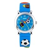 TONSHEN Kinder Cartoon Uhren mit Weiche Silikon Band Mode Analogue Quarzuhr Armbanduhr für Junge Mädchen 3D Muster Sportuhr Kleidung Uhr, Blau