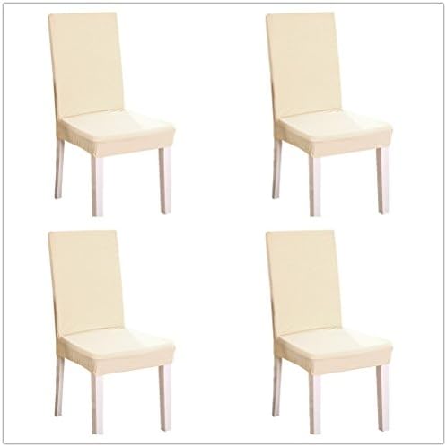 4PCS Stretch Short Removable Chair Seat Cover Slipcovers For Living Dining Room , Wedding Party Chair Covers Loveseat(Beige)