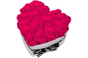 EG EMMIE GRAY Classic Infinity Rosenbox | Herz | Weiß – Traumhafte Infinity Rosen, 1-3 Jahre haltbare Rosen, Flowerbox mit echten, konservierten Rosen, edle Premiumrosen (M, Hot Pink)