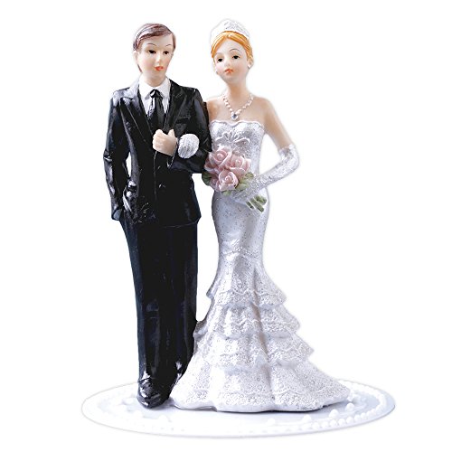 Cake Company klassische Hochzeit-Figur Braut-Paar | ca. 10 cm aus Polyresin auf Kunststoffsockel | nicht essbare Kuchen-Deko für Hochzeit-Deko | Torten-Figur & Tortenaufsatz für Hochzeit-Torten-Deko