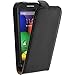 Produktbild PhoneNatic Kunst-Lederhülle für Motorola Moto E Flip-Case schwarz + 2 Schutzfolien