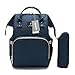 Produktbild Baby Wickelrucksack Wickeltasche, HowiseAcc Multifunktional Windel Tasche Mama Rucksack mit 2 Kinderwagen-haken 1 Pcs Flasche Tasche | Wasserdicht, großes Fassungsvermögen, stilvoll und haltbar (Dunkelblau)