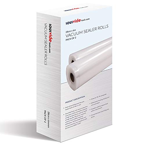 Vacuum Food Sealer rolls by SousVideTools-2 x Vacuum Food Sealer Rolls 28cm (W) x 6 meter (L) (12m in total)