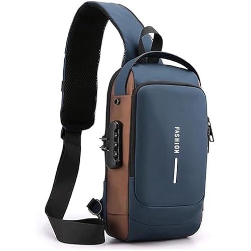 TEKCOOL Waterproof Polyester Slim Unisex Crossbody Sling Bag Chest Backpack Men\'s Shoulder Bag, Leisure Travel Handbag, Hard Shell Anti-Theft Chest Bag