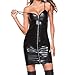 Produktbild Elecenty Dessous Kunstleder Kleid Damen,Reizunterwäsche Frauen Reißverschluss Unterwäsche Bodysuit Reizvolle Underwear Minikleid Stripper Damenwäsche Nachtwäsche Schlafanzug (2XL, Schwarz)