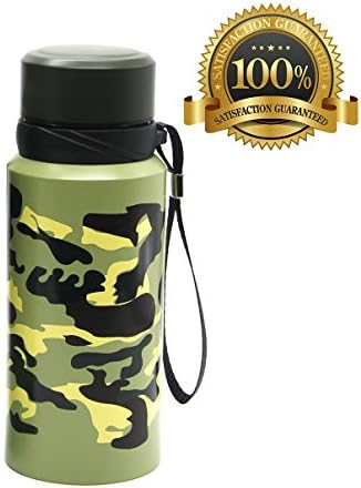 YANGLING BPA Free Water Bottle Insulated Stainless Steel Vacuum Coffee Thermos Flask Large Coffee Thermos Mug, 500ml Hot and Cold Leak Proof Outdoor Sports Drinks Bottle for Kids Men Women, Travel Mug Cup for Car Camping GYM, Portable Tea Flask, Light Camouflage, Small
