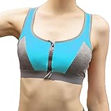 Moserian Fashion Damen Sport-BHS Drahtloser Front-Reißverschluss Quakeproof Laufunterwäsche