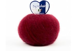 Woolove - Big Mohair - pelote de laine mixte idéale pour bébés et enfants fibre sensible aux différentes températures pour aiguilles/ crochets : 5.00/6.00 - 25 gr -Rouge foncé 16