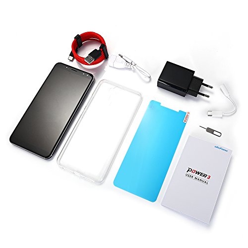 Ulefone Power 3 - 6,0 Zoll FHD 4G Phablet (18:9) Android 7.1 Smartphone mit Gesichtserkennung, 6080mAh MTK6763 Octa Core 2.0GHz 6GB RAM + 64GB ROM, 21MP + 5MP Quad Kameras, Corning Gorilla Glass 4 Screen - Schwarz