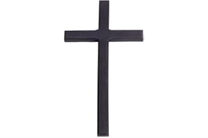 HOBBIESAY 9.84x5.51 Inch Black Wooden Cross Wall Hanging Decoration - Catholic Crucifix Wall Mounted Ornament for Home, Christian Weddings, Party Gift, Meditation Decor