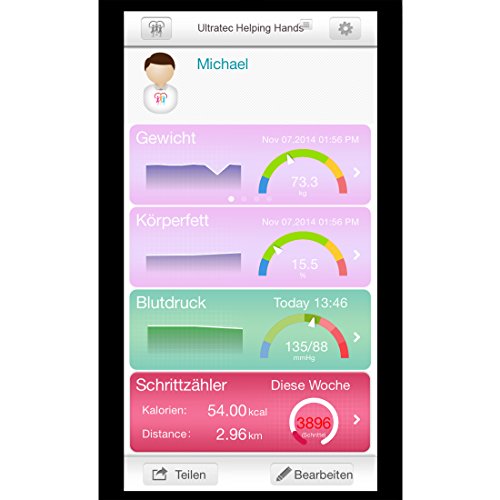 Ultratec Personenwaage Helping Hands für die ganze Familie, Smart Body Fat Scale, inklusive App - 5