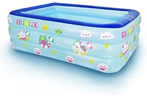 SINCHEREU Piscine Gonflable Rectangulaire 150 x 110 x 50 cm pour Tout-Petits,Enfants, Adultes et Familles, Hors Sol, Jardin, extérieur