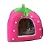 Produktbild JEELINBORE Weiche Haustier Erdbeeren Schlafsack Hundehütte Katzenhöhle Hund Katze Haus Kuschelhöhle Körbchen (Rosa, 2XL: 48 * 48 * 48cm)
