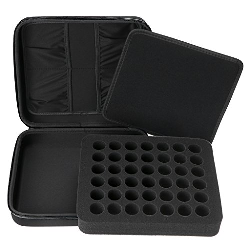 btsky 42 Flaschen Langlebig und wasserdicht Hard Shell EVA-ätherischen Ölen Griff Tragetasche Nagellack-Aufbewahrungsbox Schaumstoffeinlage Organizer schwarz - 6