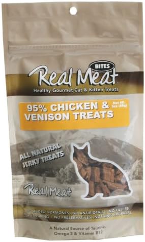 The Real Meat Company 828102 Cat Jerky Chicken/Venison Treat, 3-Ounce