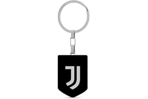 SEVEN Juventus Porte-clés Football FC - Porte-clés pour clés de voiture, maison, bureau avec plaque gravée, noir - blanc, multicolore, L