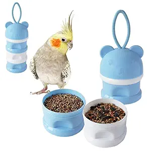 Portable Bird Feeder Cups Bird Food Water Treat Box Parrot Food Storage Container?Pet Travel Feeder