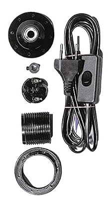 Rayher 2302201 Adaptateur de bouteille, pièces non assemblées, douille E27 avec câble de 180 cm et commutateur intermédiaire, noir