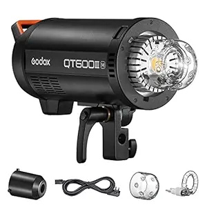 GODOX QT600IIIM Studio Strobe Flash Light 600W GN76 1/8000s High Speed Sync Photography Lighting Built in 2.4G Wirless System 40W LED Modeling Bulb LCD Panel with M/Multi/HSS Flash Mode