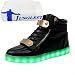 Produktbild [Present:kleines Handtuch]Schwarz EU 38, Lackleder Party weise für Unisex Sneakers Turnschuhe Damen USB JUNGLEST® Leuchtend 7 Rollbrett Farbe High-Top Schuhe Auflad