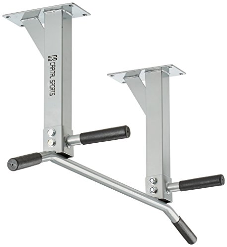 Capital Sports Tyro S6 barra para flexiones en pared (350 kg de peso máximo, base acero resistente, asas de plástico, zona de agarre antideslizante, juego de tacos de fijación)