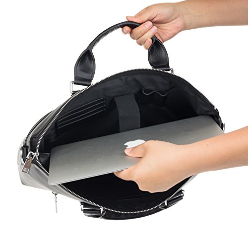 Laptoptasche aus Leder f  r Herren oder Damen - passend f  r 13 14 15 Zoll Laptops MacBooks - 2 Farben  Schwarz