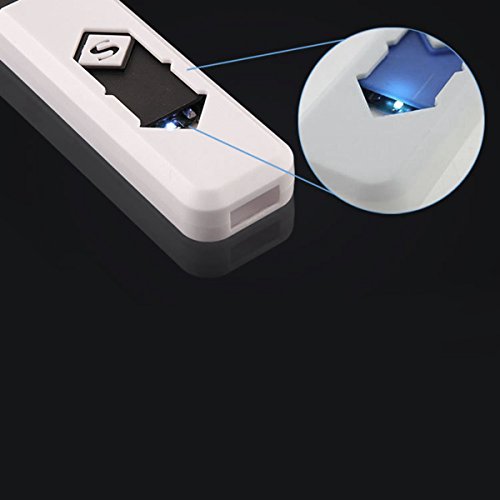 HOUSWEETY Weiß Windgeschützter USB Zigarettenanzünder – elektronisches Feuerzeug mit USB-Aufladung - 4