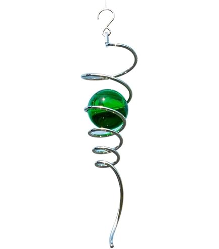 Mobile Décoratif CIM Spirale Tail Bleu - 7,5x28cm, Bille Verre Bleue, Pour Jardin Ou Intérieur