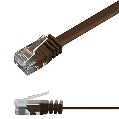 Ligawo 1014160.0 Patchkabel Netzwerkkabel Cat6 Flexibel Slim Design Flachkabel (0,5m) braun