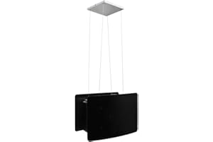 Festnight Cappa da Cucina ad Isola Sospesa LCD Sensore in Vetro Temperato Cappa Cucina Isola 37 cm Cappe Aspirante 756 m³/h 3 Livelli di Potenza Colore Nero