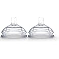 Comotomo 2 Pack Silicone Replacement Nipple, Slow Flow Clear, 0-3 Months