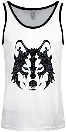 Unorthodox Men's Patterned Wolf Black &amp; White Ringer Vest