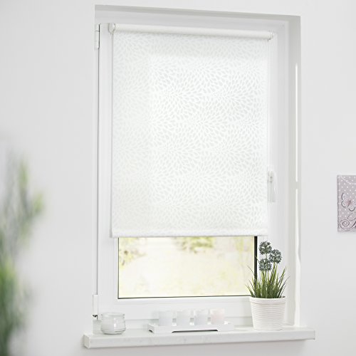Lichtblick KRT.045.180.123 Rollo Klemmfix, ohne Bohren, blickdicht, Drops – Weiß Transparent 45 x 180 cm (B x L) - 2
