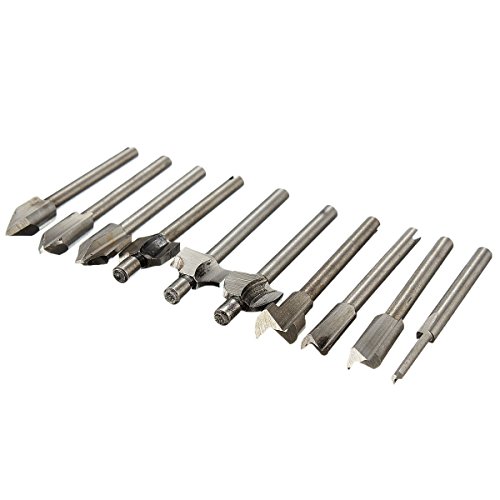 Fortag 10 tlg HSS Fräser-Set Fräser Set Spiralbohrer mit 3 mm Schaft Multifunktionswerkzeug Oberfräser Stich-Spitzen Schleifen Holzfräser für Dremel, Proxxon - 2