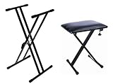  Audibax RF100 Soporte Tijera Teclado Regulable + Banco Regulable para (Yamaha, Casio, Roland, Korg Etc)
