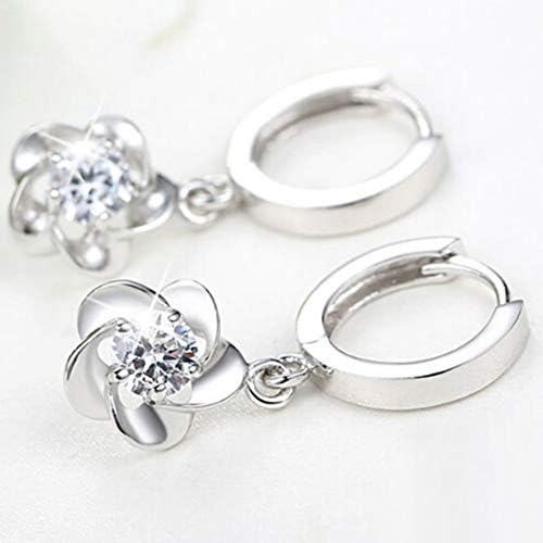 little finger Christmas Decorations Fashion Women Plum Blossom Shape Dangle Rhinestone Leaverback Earrings Jewelry - Purple