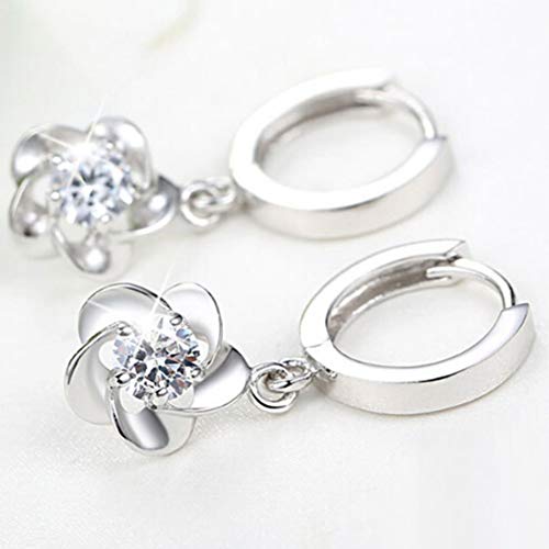 little finger Christmas Decorations Fashion Women Plum Blossom Shape Dangle Rhinestone Leaverback Earrings Jewelry - Purple