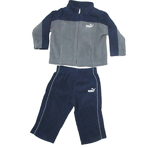 2 PCS Set: Puma Baby Boys Warm Zip-Up Fleece Outdoor Jacket & Pant 12M Grey & Blue