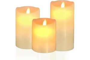 Lam(MS)pen 3x Velas LED de Llama parpadeante Vela de cera real LED Sin llama Luces de té LED Vela LED cera real para vacaciones, bodas, fiestas, Navidad, decoración de la casa, blanco cálido