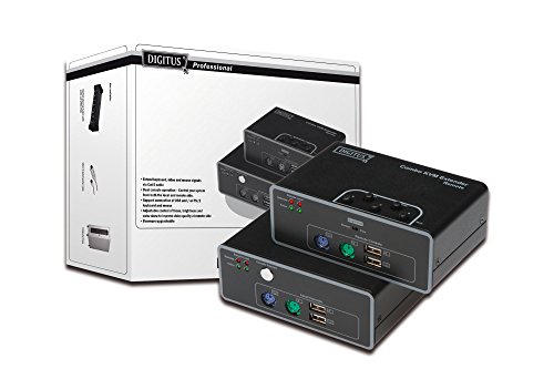 DIGITUS Combo KVM Extender PS/2 + USB, bis 200m über Cat5, max. 1920x1080px (bis 75m) / 1280x1024px (bis 200m), SET (Sendeeinheit + Empfangseinheit), inkl 2x Netzteil - 3