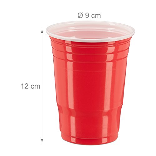 Relaxdays Beer Pong Getränkebecher im 50er Pack Party Cups für ca. 473 ml / 16 oz Flüssigkeit, rot - 3