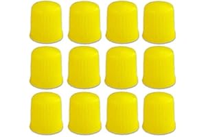 DWEEKIY 20 tapones de válvula para válvulas de coche, válvulas de bicicleta, etc., de plástico amarillo para coches, vehículos NFZ, bicicleta y hobby, tapones antipolvo universales con rosca estándar
