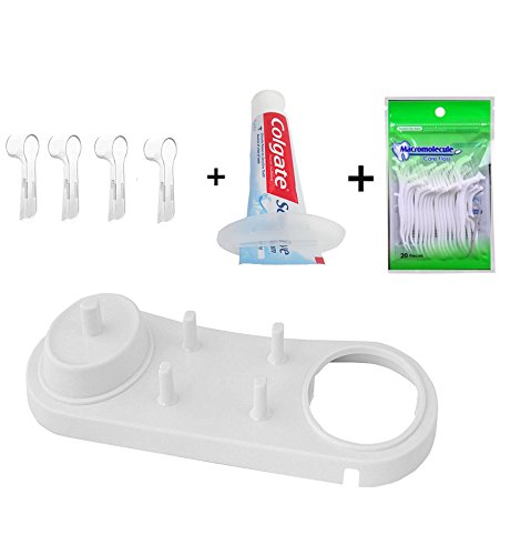 Preisvergleich Produktbild FOURCHEN Zahnbürstenhalter für Oral-B Elektrozahnbürsten Aufsteckbürsten halter Ständer für Zahnbürstenköpfe Ladegerät +4 pcs Zahnbürstenköpfe etuis für Oral-B+ Werkzeug für Zahnpasta+Zahnseide Sticks