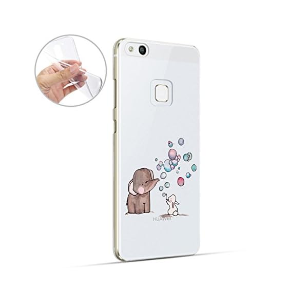 finoo | Huawei P10 Lite Weiche Flexible Silikon-Handy-Hülle | Transparente TPU Cover Schale mit Motiv | Tasche Case Etui mit Ultra Slim Rundum-Schutz | Elefant Hase Seifenblasen – Bild 3