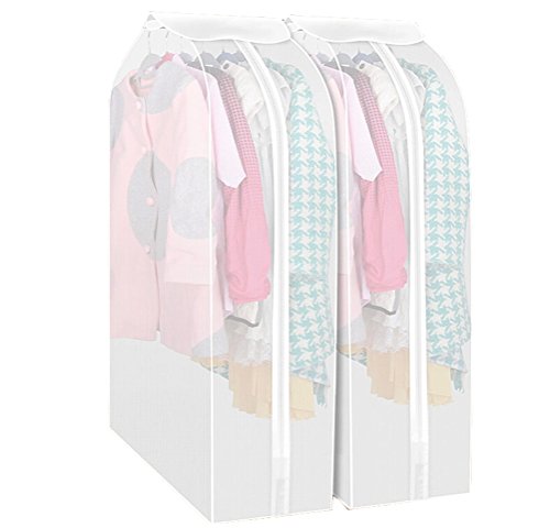 Kleiderschutzhülle Transparent Set mit 2 Staubschutz Anzug Mantel mit Reißverschluss Kleidung Lagerung Hängetasche (30*60*108cm)